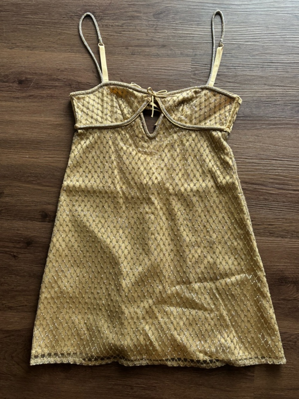 For Love and Lemons Glitter Slip Dress In Gold - Picture 4 of 8